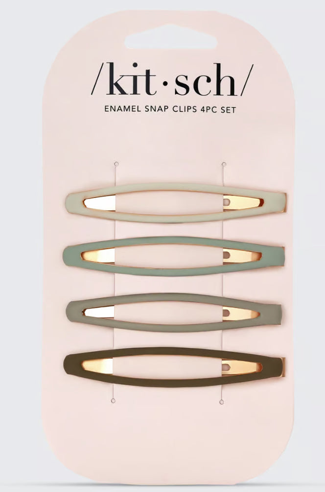 /Kit-sch/-Enamel Elongated Snap Clips 4pc - Eucalyptus