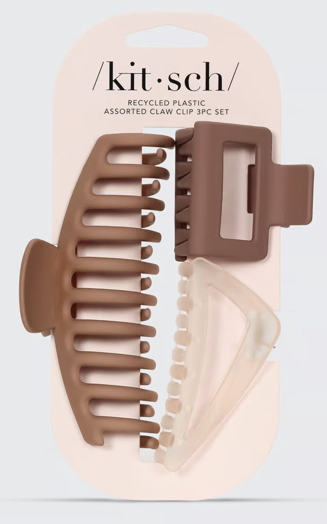 /Kit-ch/ Recycled Plastic Assorted Claw Clip 3pc - Oversized